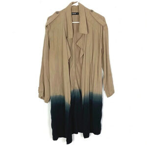 Blank NYC Dip Dyed Ombré Trench Coat Jacket Women’s Small Oversized Neutral Tan